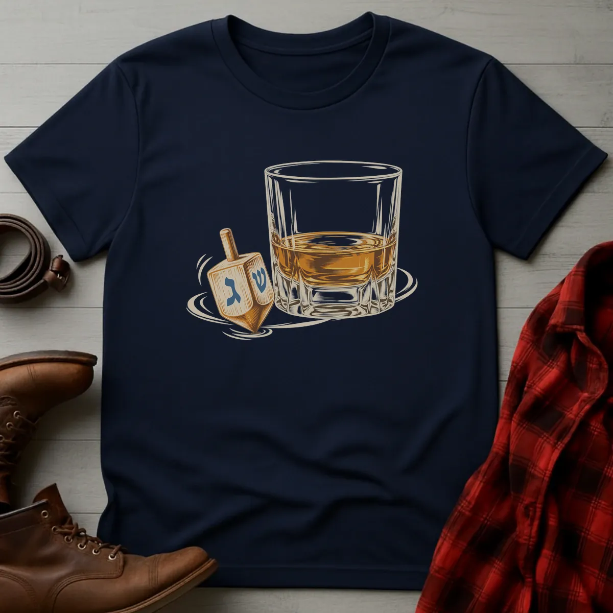 Hanukkah Dreidel Whiskey T-Shirt