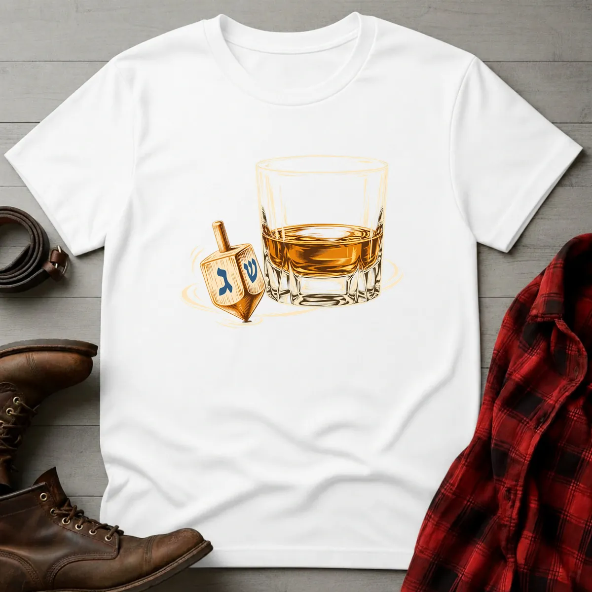 Hanukkah Dreidel Whiskey T-Shirt