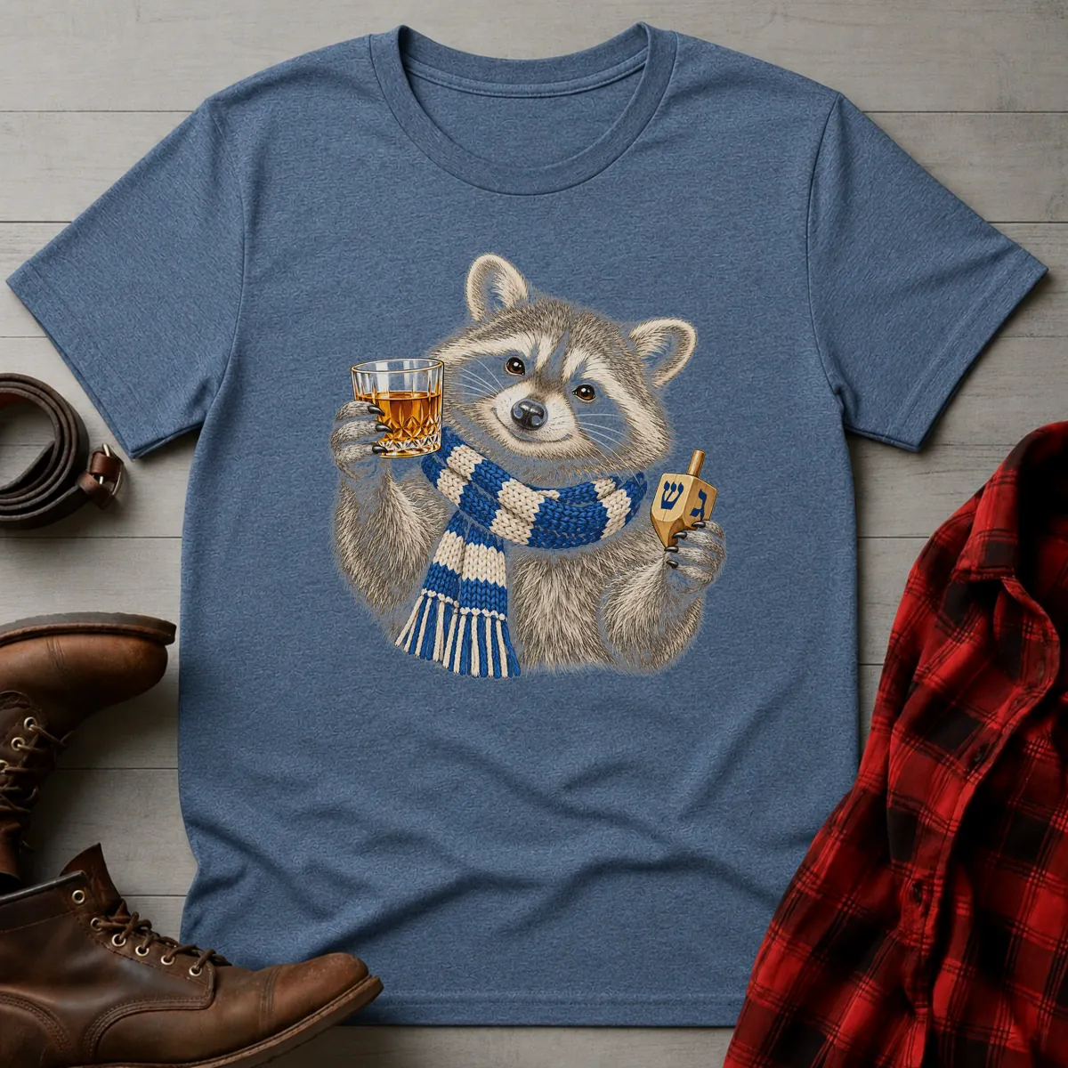 Hanukkah Raccoon Whiskey Toast T-Shirt