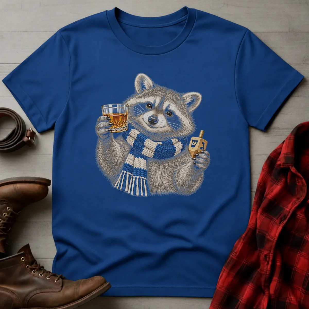 Hanukkah Raccoon Whiskey Toast T-Shirt