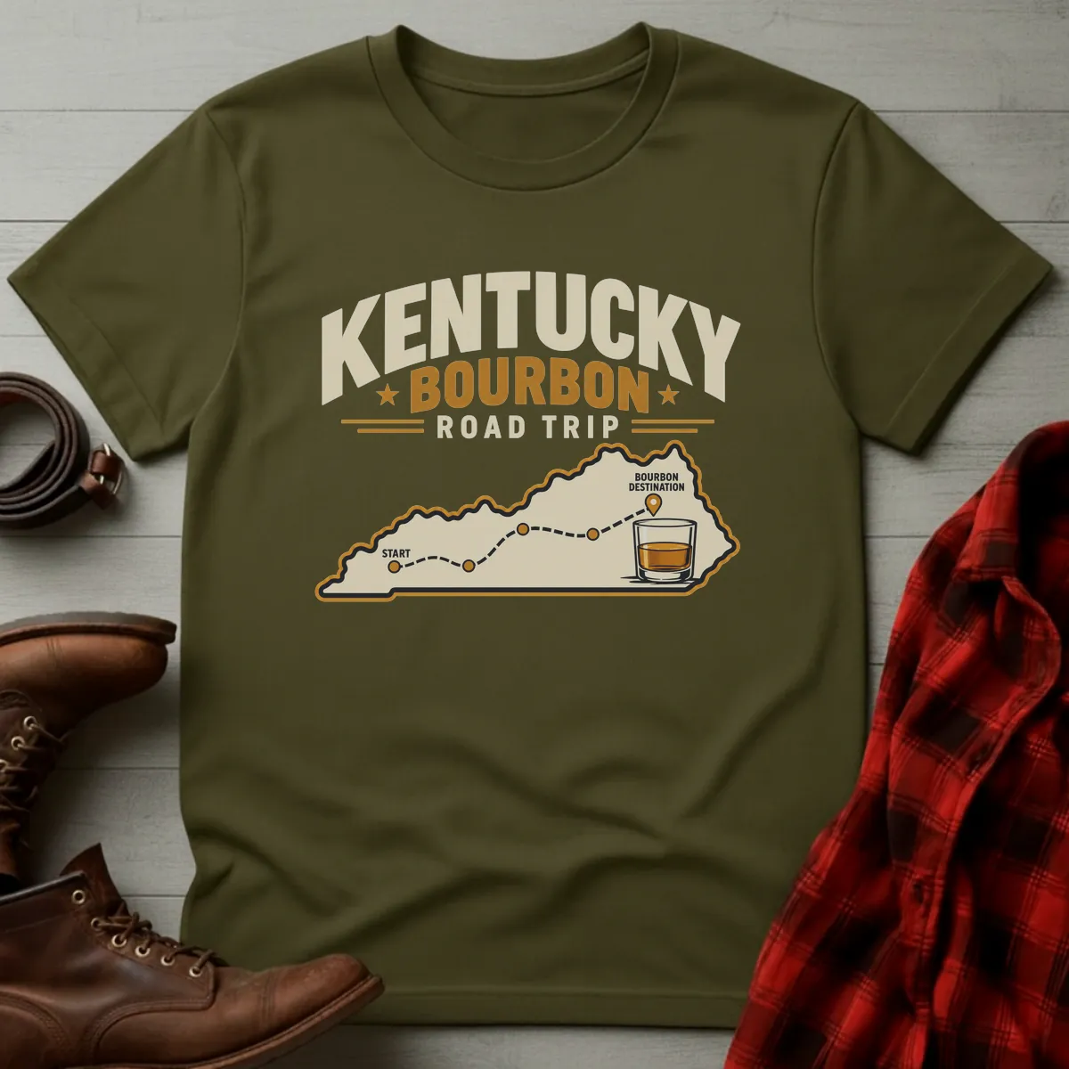 Kentucky Bourbon Road Trip Stops T-Shirt