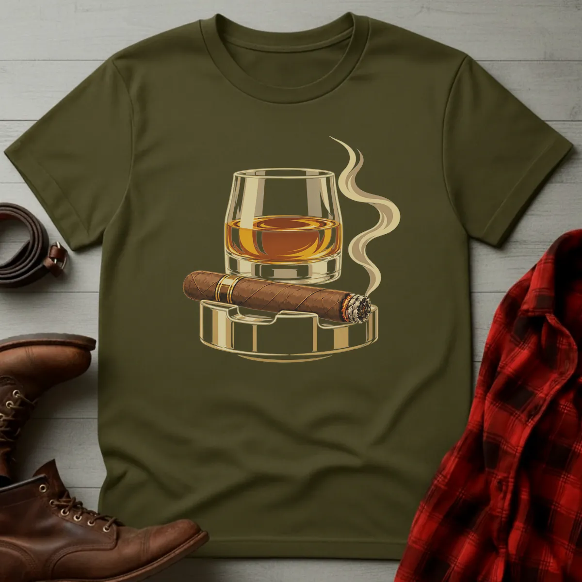 Whiskey & Cigar Emblem T-Shirt