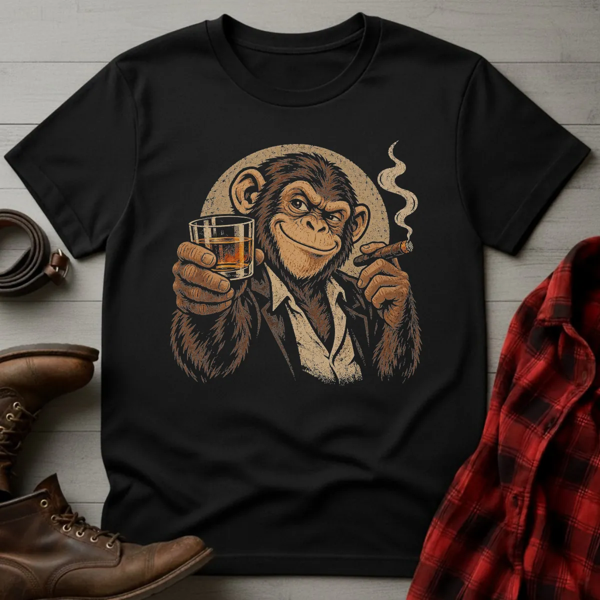 Sly Chimp Whiskey & Cigar T-Shirt