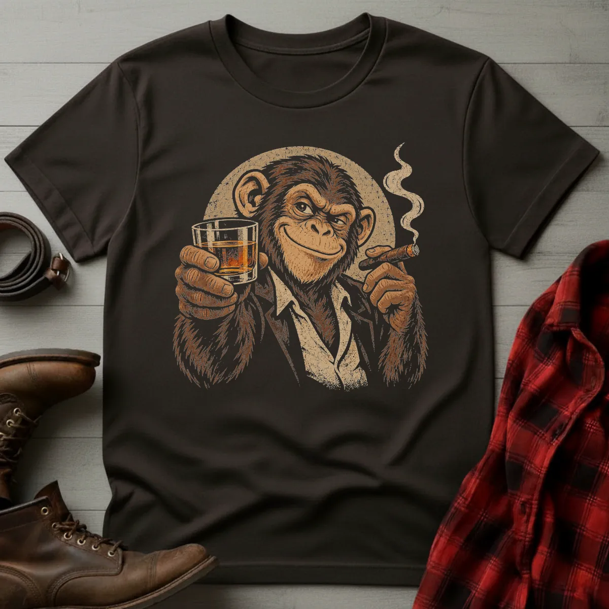 Sly Chimp Whiskey & Cigar T-Shirt