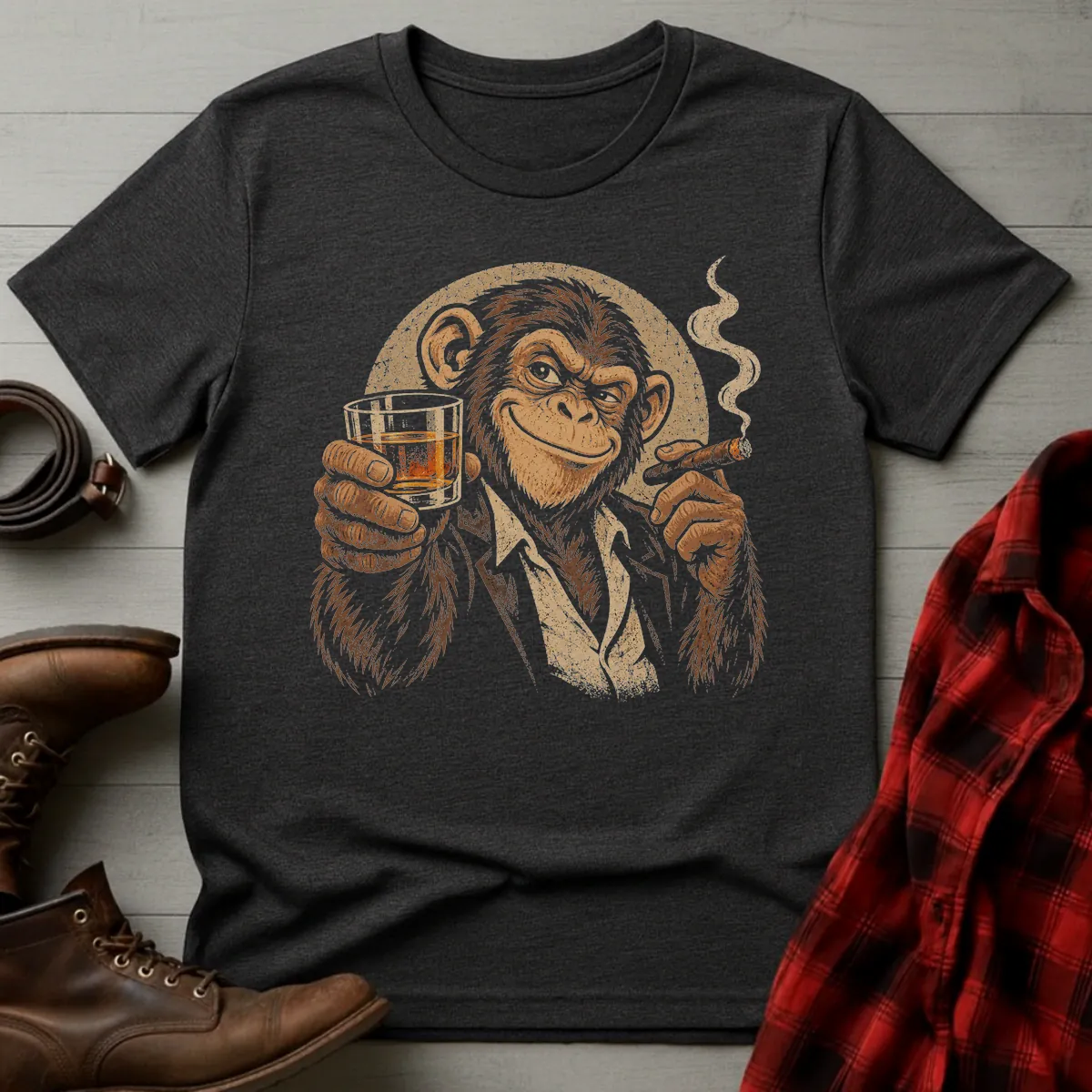 Sly Chimp Whiskey & Cigar T-Shirt