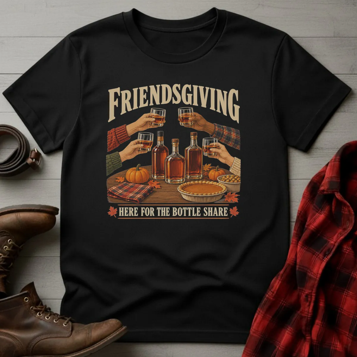 Friendsgiving Whiskey Bottle Share T-Shirt