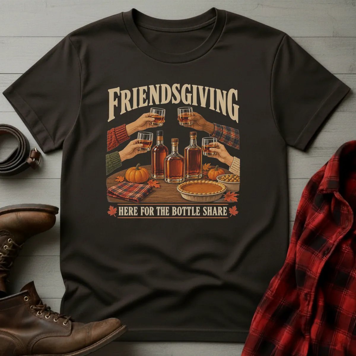 Friendsgiving Whiskey Bottle Share T-Shirt