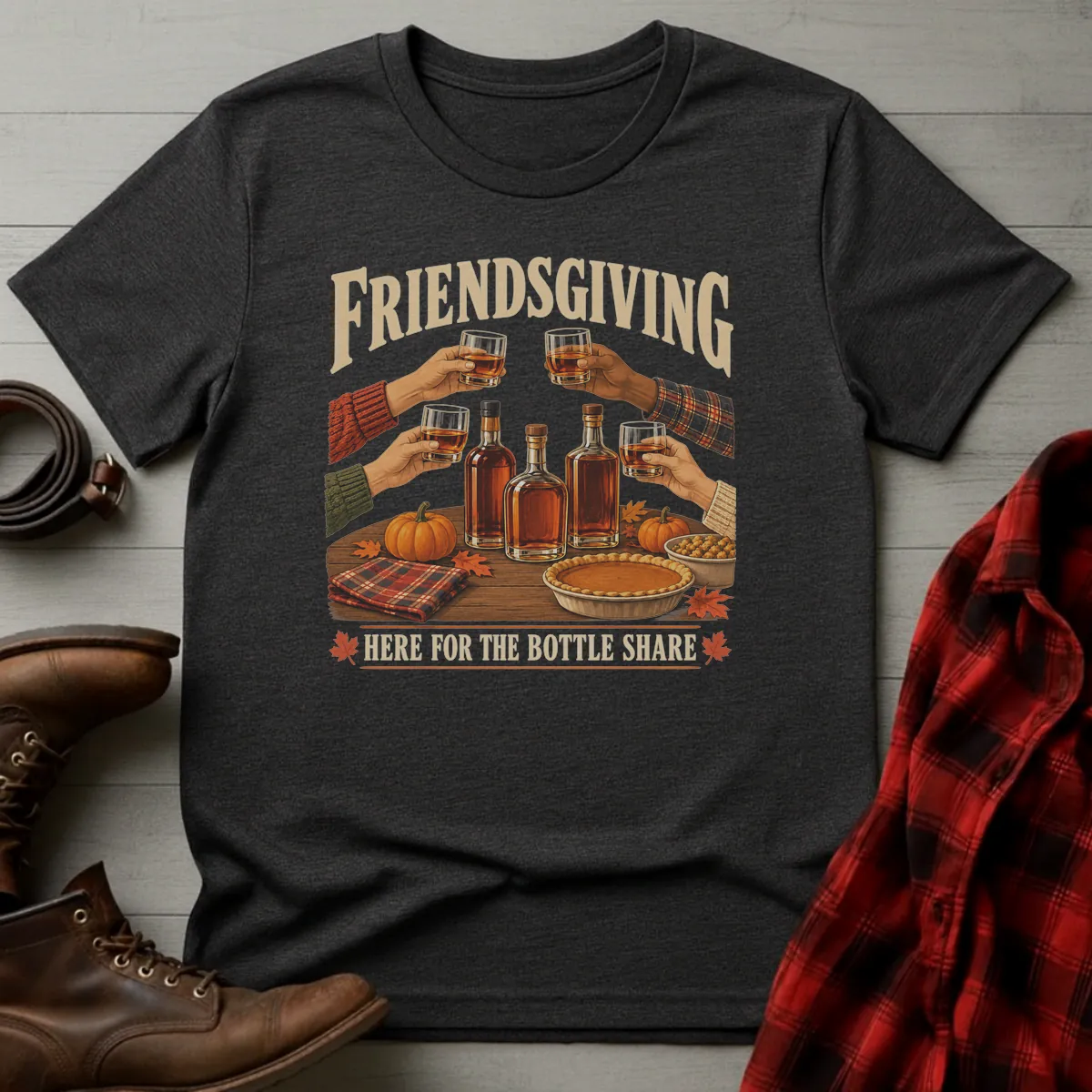 Friendsgiving Whiskey Bottle Share T-Shirt