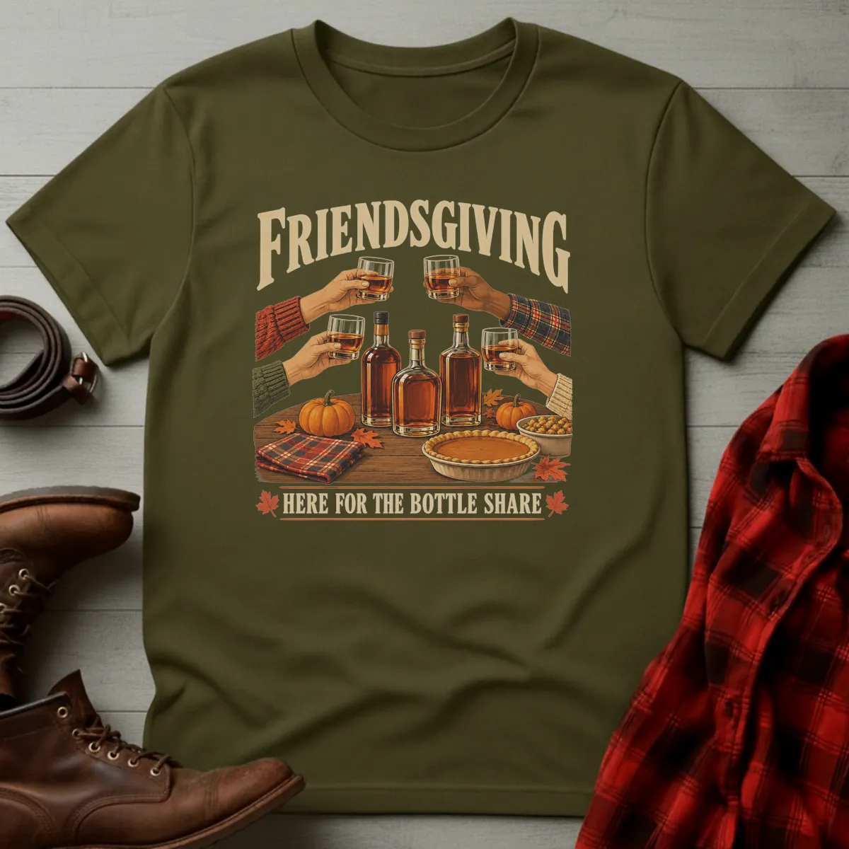 Friendsgiving Whiskey Bottle Share T-Shirt