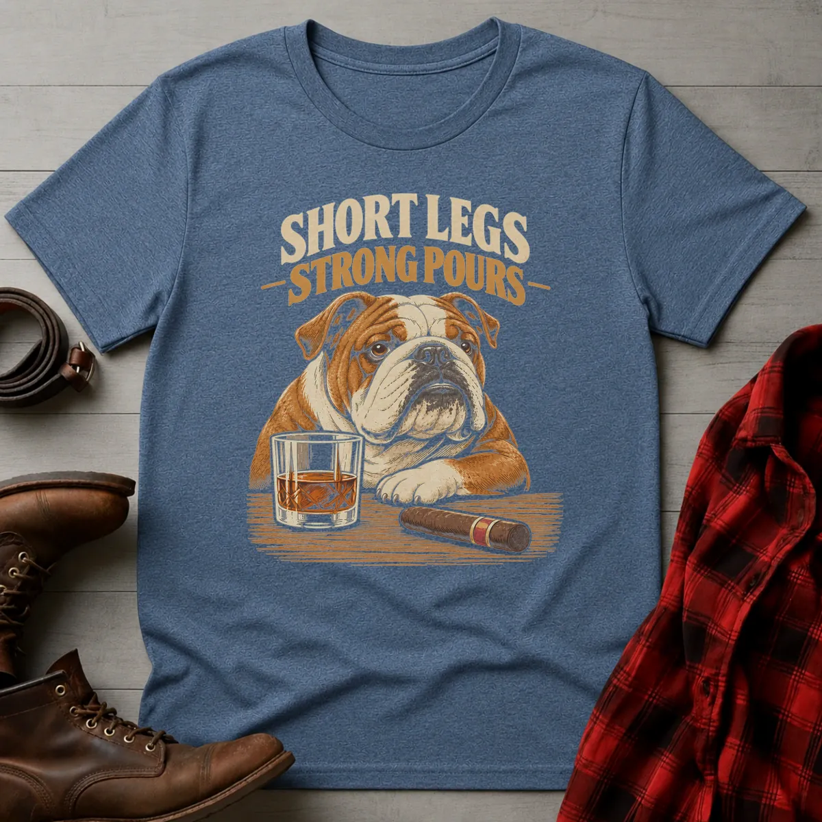 Short Legs Strong Pours Bulldog T-Shirt