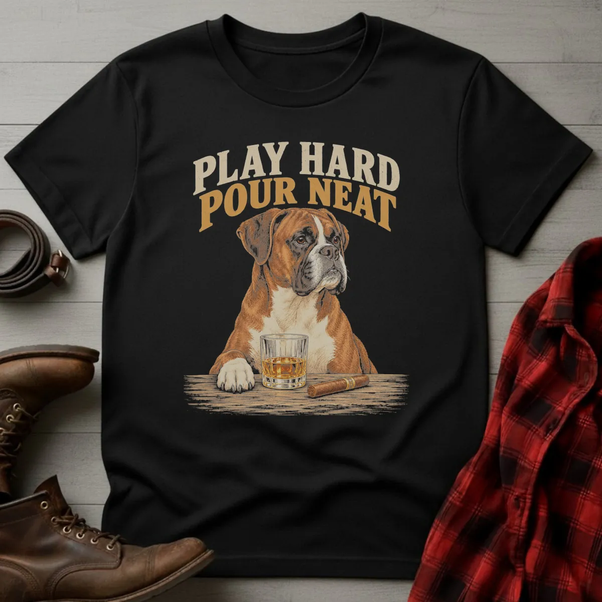 Play Hard Pour Neat Boxer T-Shirt