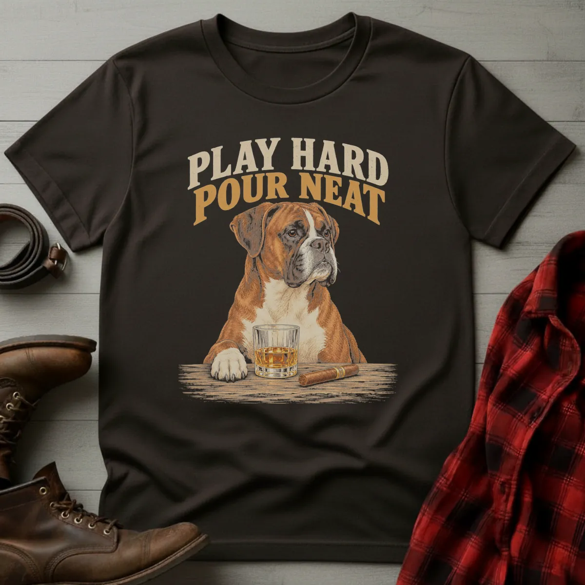 Play Hard Pour Neat Boxer T-Shirt