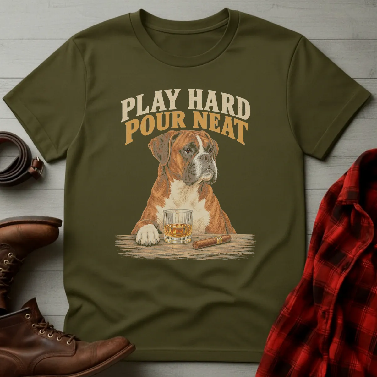 Play Hard Pour Neat Boxer T-Shirt