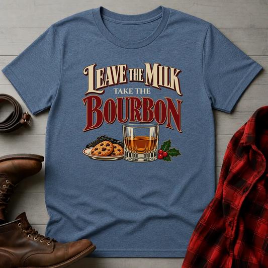 Leave the Milk Take the Bourbon T-Shirt Heather Indigo / S
