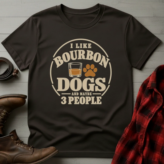 I Like Bourbon Dogs and Maybe 3 People T-Shirt Dark Chocolate / S