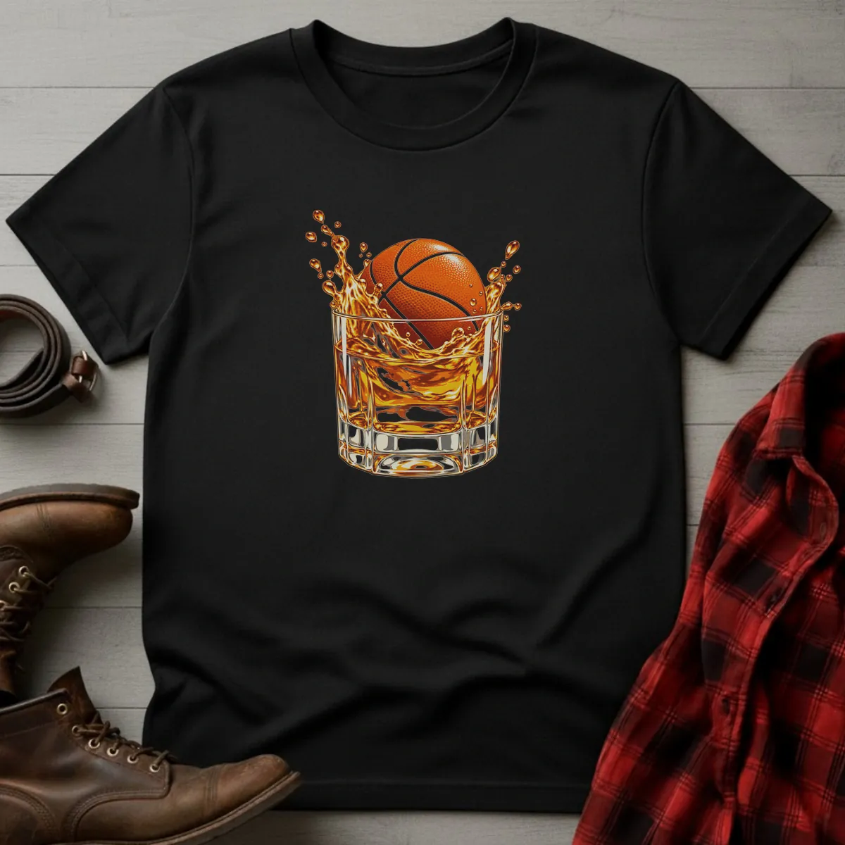Basketball Bourbon Splash T-Shirt Black / S