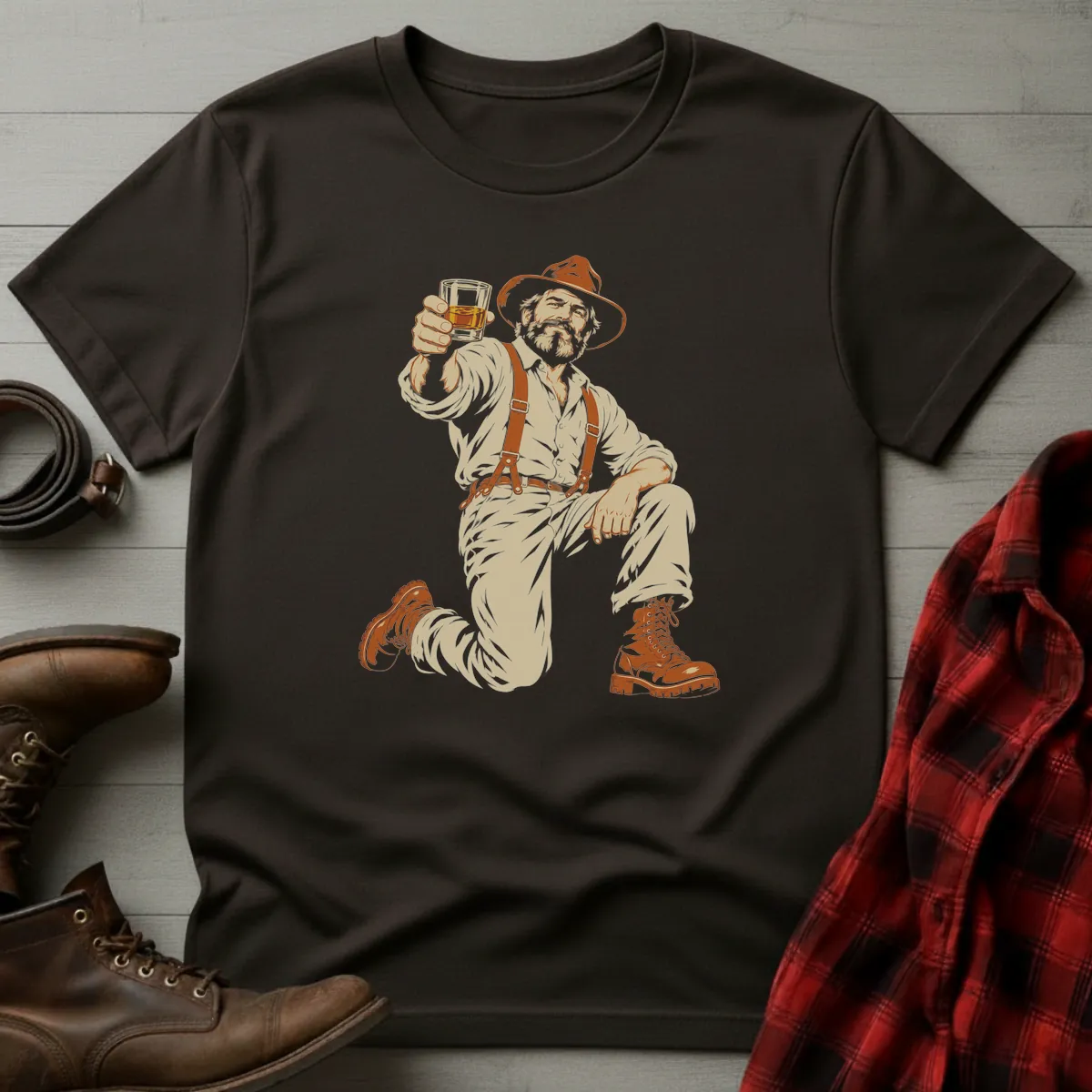 Moonshiner Whiskey Toast T-Shirt Dark Chocolate / S