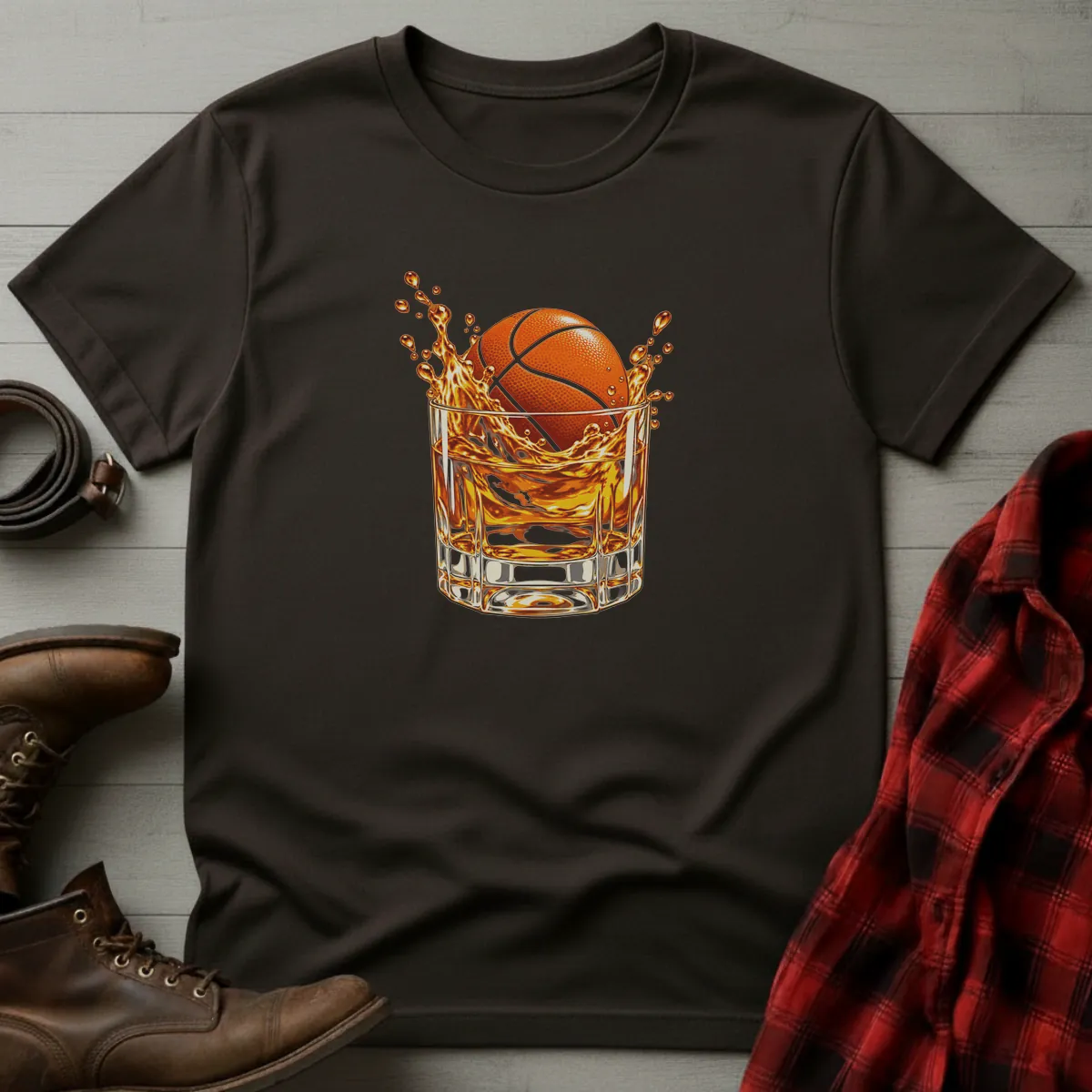 Basketball Bourbon Splash T-Shirt Dark Chocolate / S