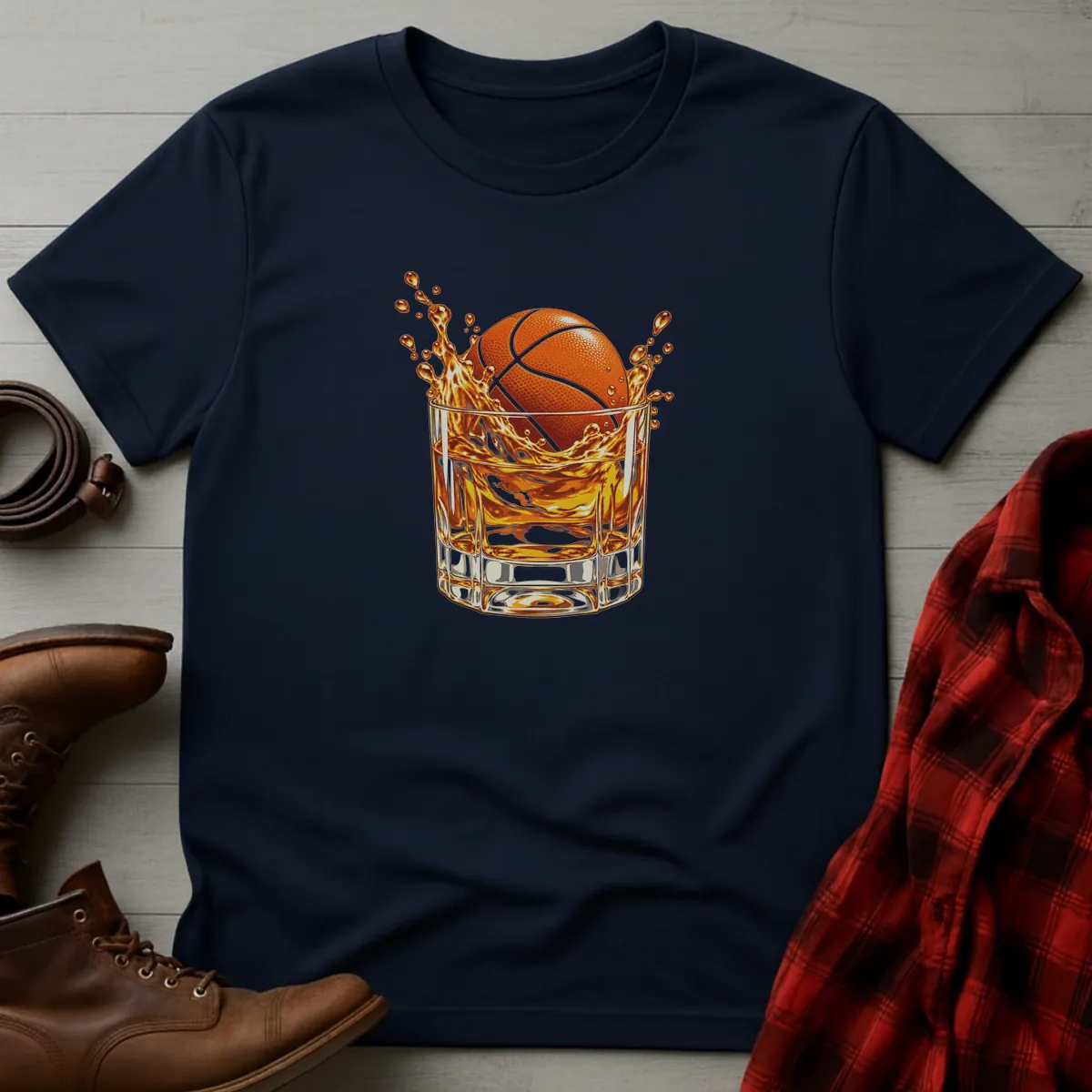Basketball Bourbon Splash T-Shirt Navy / S