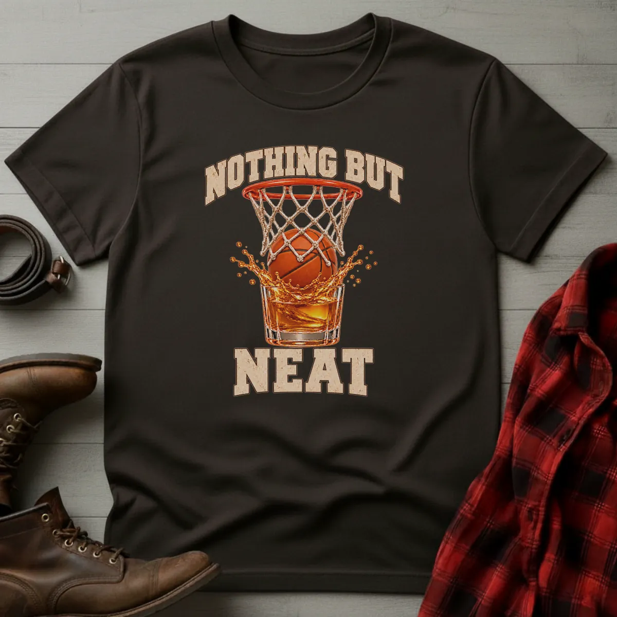 Nothing But Neat Basketball T-Shirt Dark Chocolate / S