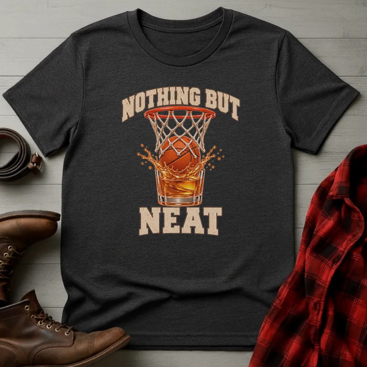 Nothing But Neat Basketball T-Shirt Dark Heather / S