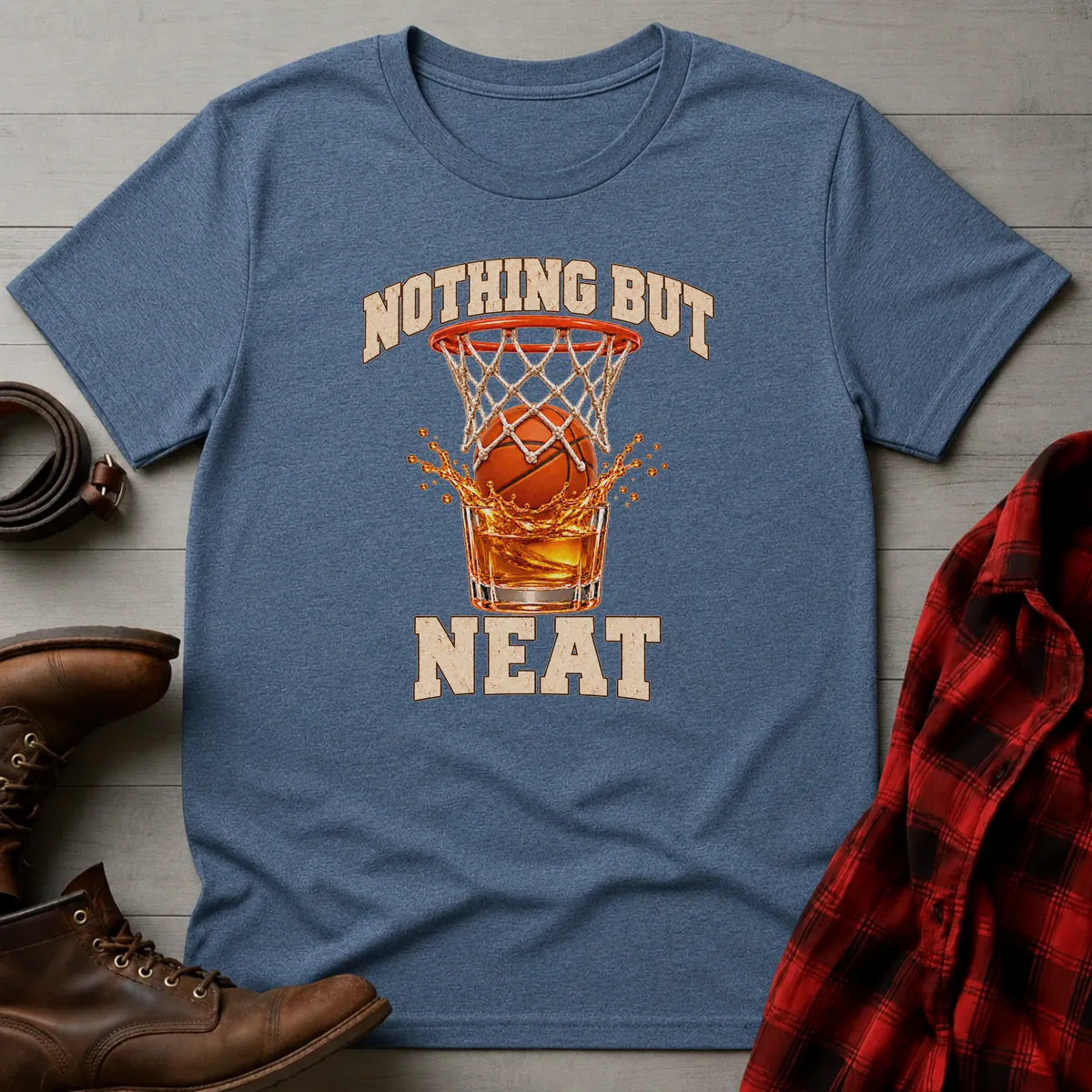 Nothing But Neat Basketball T-Shirt Heather Indigo / S