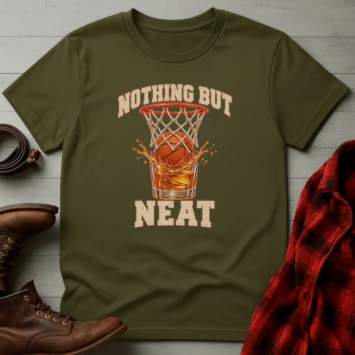 Nothing But Neat Basketball T-Shirt Military Green / S