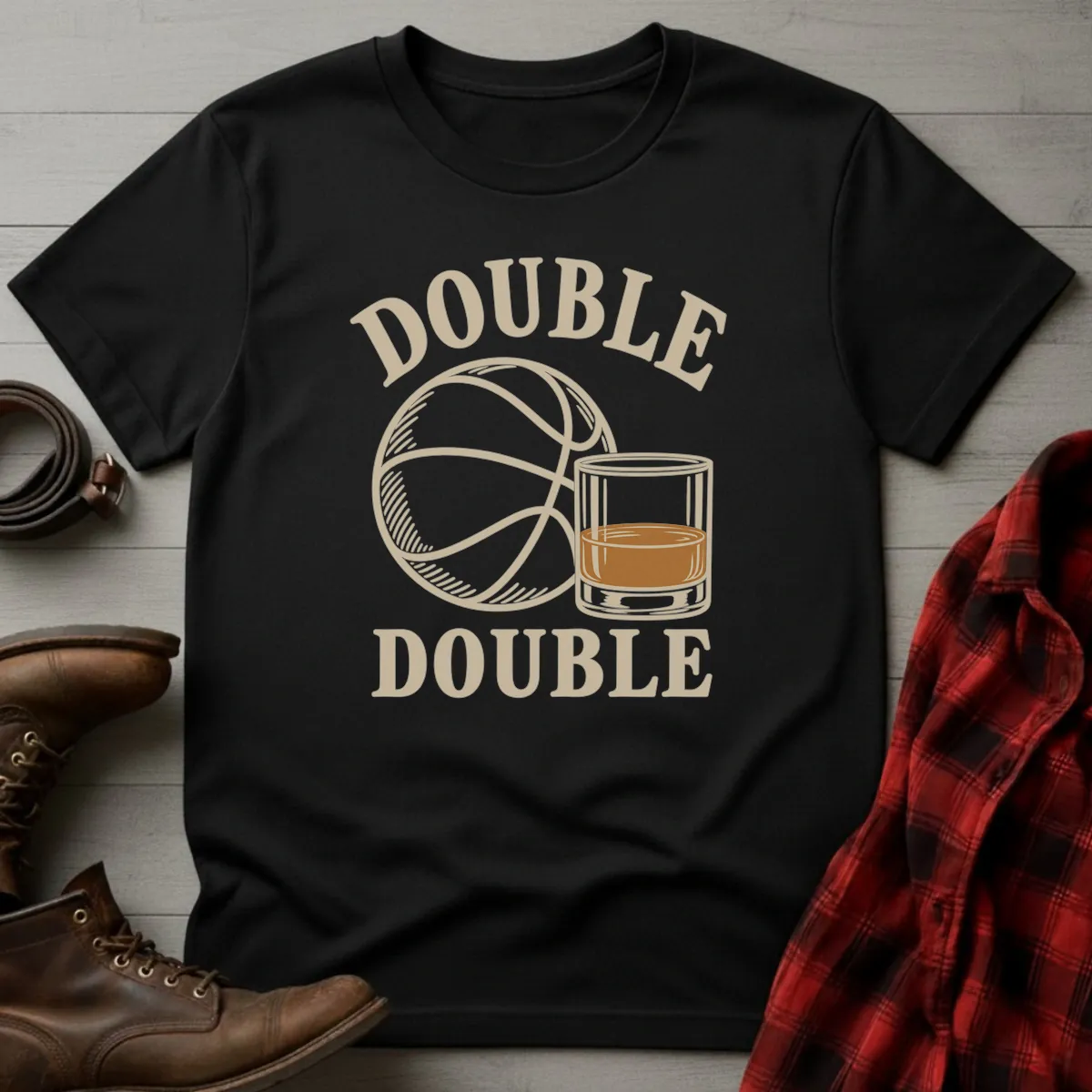 Double Double Basketball & Bourbon T-Shirt Black / S