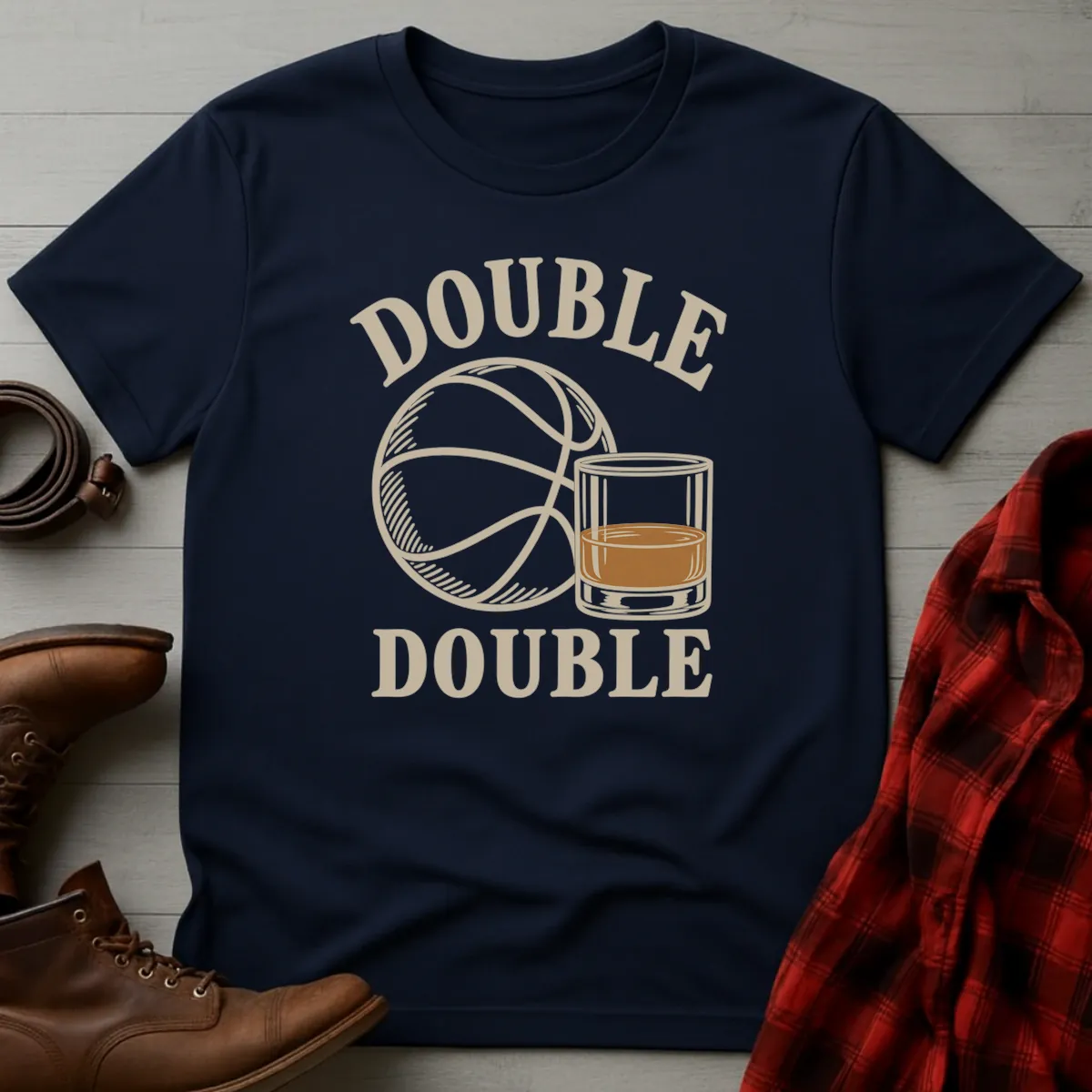 Double Double Basketball & Bourbon T-Shirt Navy / S