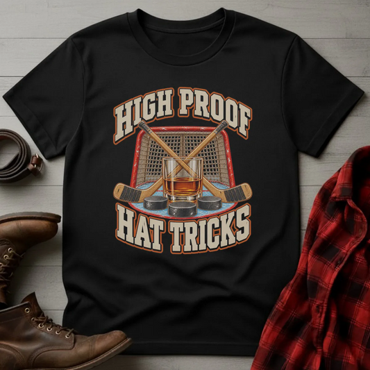 High Proof Hat Tricks Hockey T-Shirt Black / S