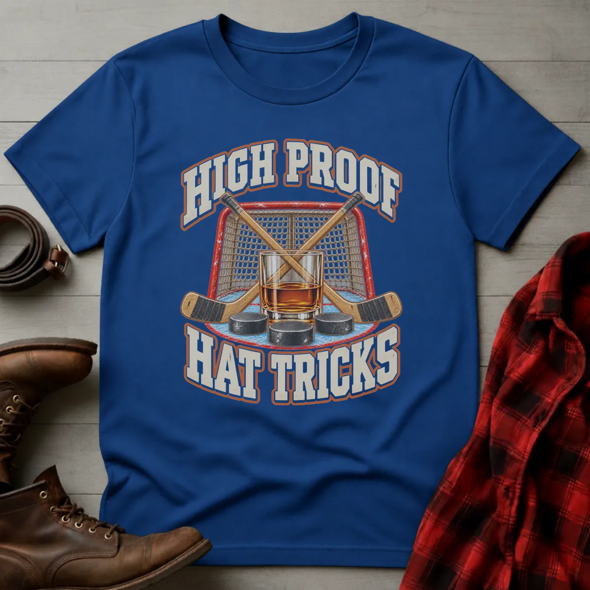 High Proof Hat Tricks Hockey T-Shirt Royal / S