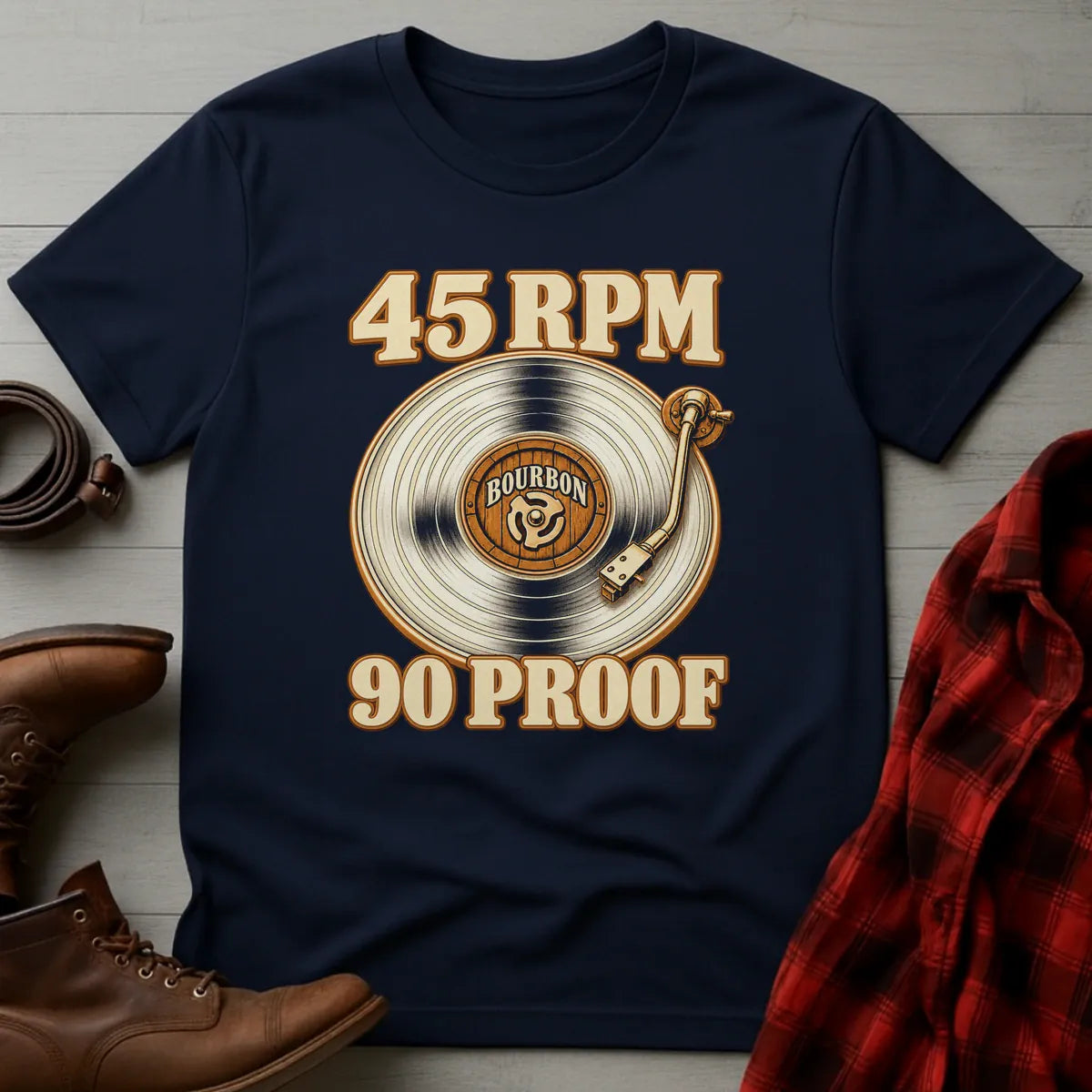 45 RPM 90 Proof Bourbon T-Shirt Navy / S