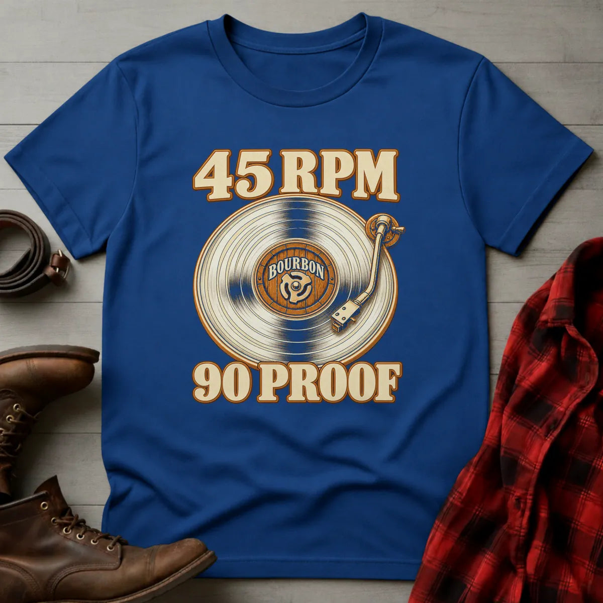 45 RPM 90 Proof Bourbon T-Shirt Royal / S
