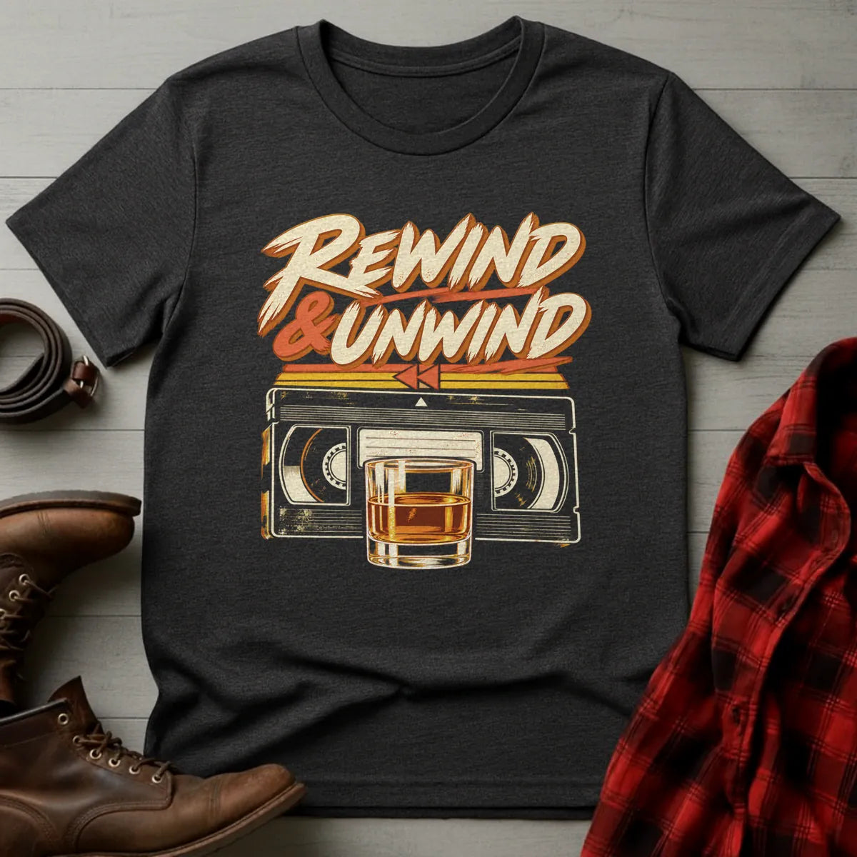 Rewind & Unwind Whiskey T-Shirt Dark Heather / S