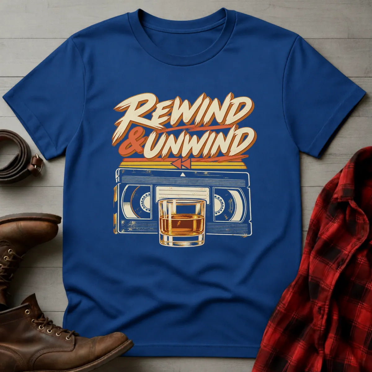 Rewind & Unwind Whiskey T-Shirt Royal / S