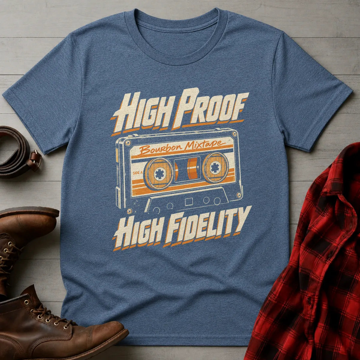 High Proof High Fidelity Mixtape T-Shirt Heather Indigo / S