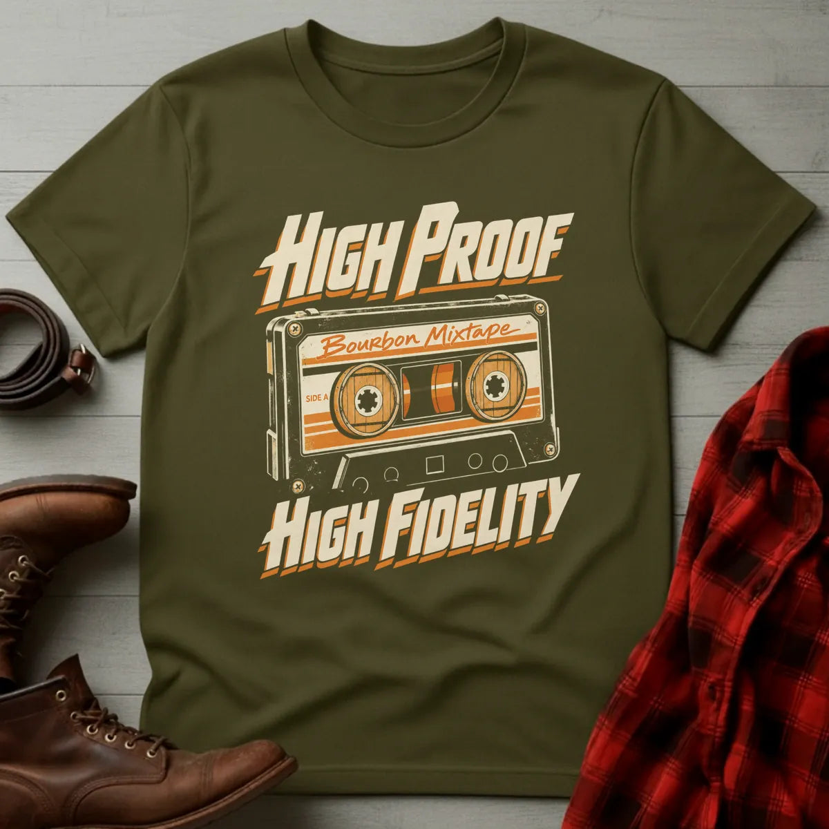 High Proof High Fidelity Mixtape T-Shirt Military Green / S