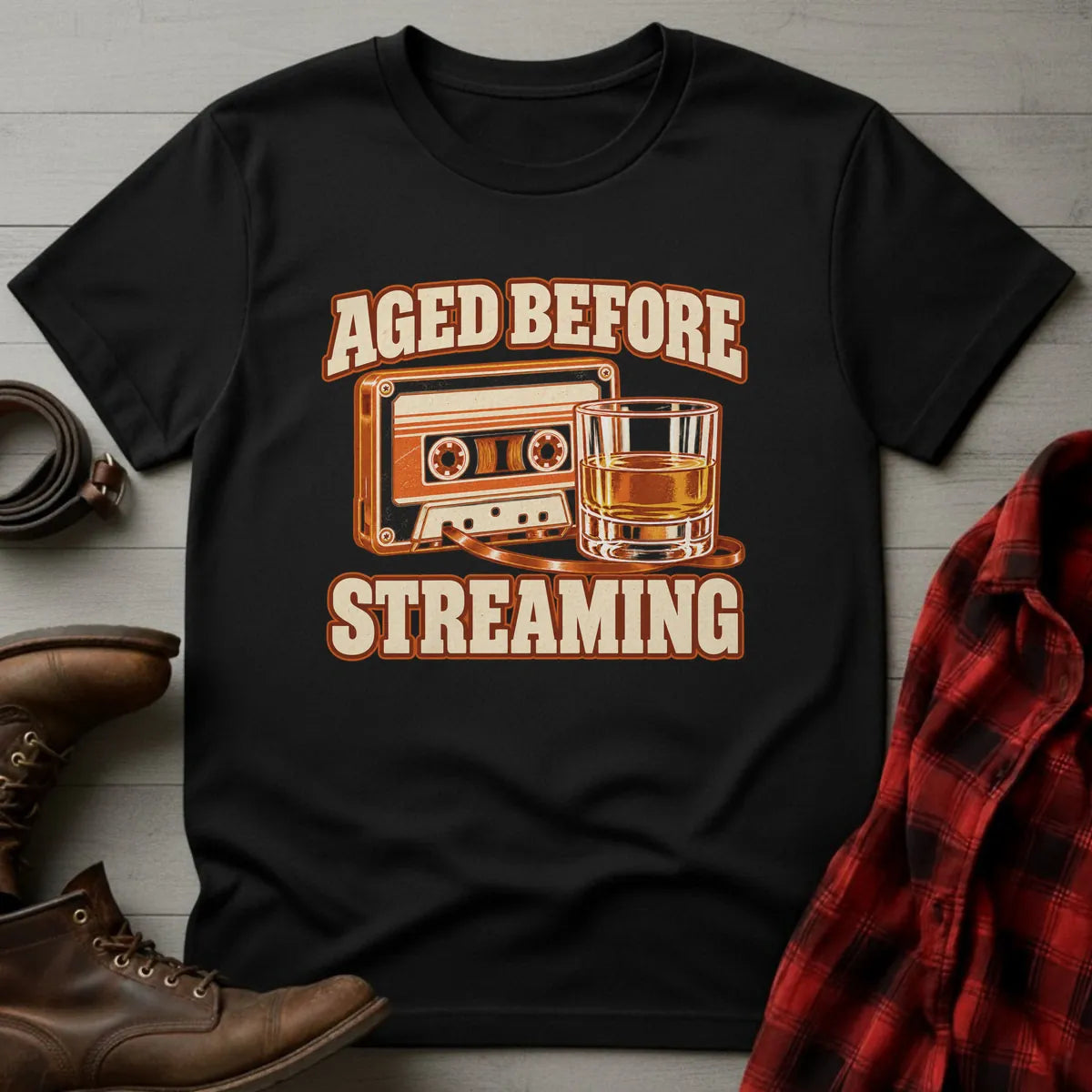 Aged Before Streaming Whiskey T-Shirt Black / S