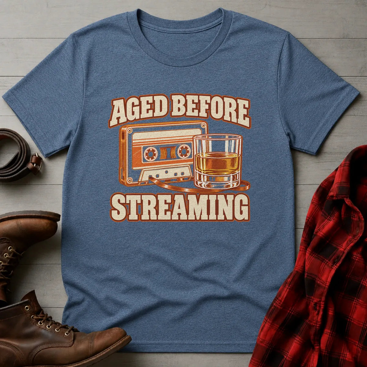 Aged Before Streaming Whiskey T-Shirt Heather Indigo / S