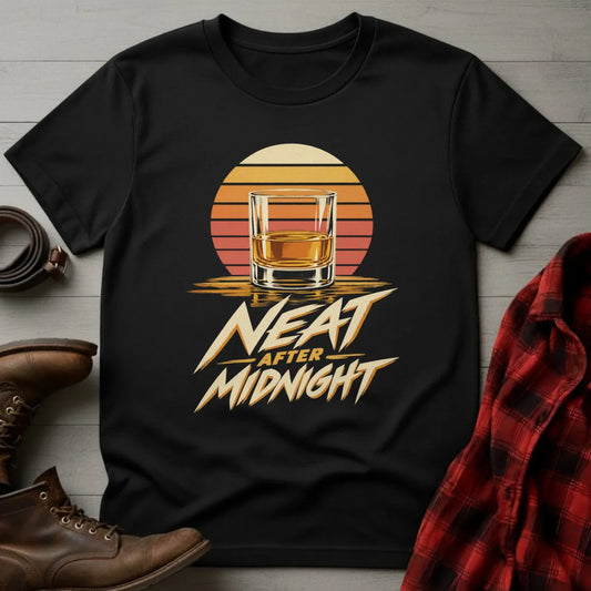 Neat After Midnight Retro Whiskey T-Shirt Black / S