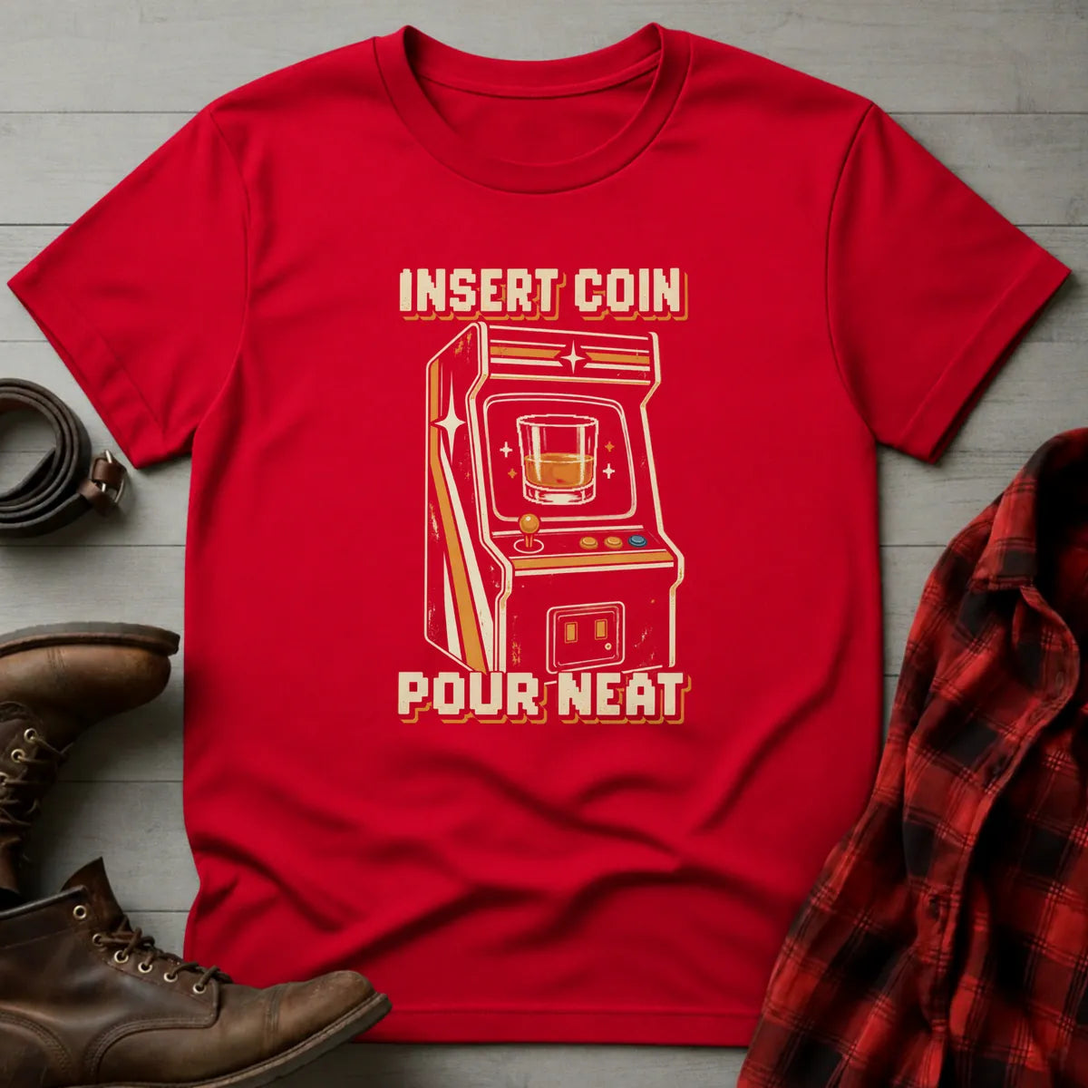 Insert Coin Pour Neat Retro Arcade T-Shirt Red / S
