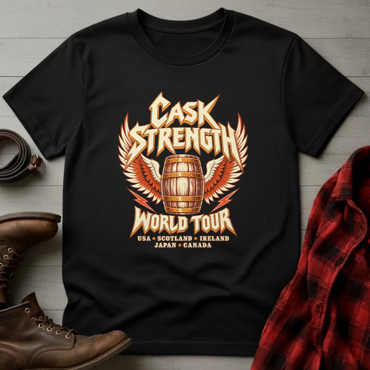 Cask Strength Whiskey World Tour T-Shirt Black / S
