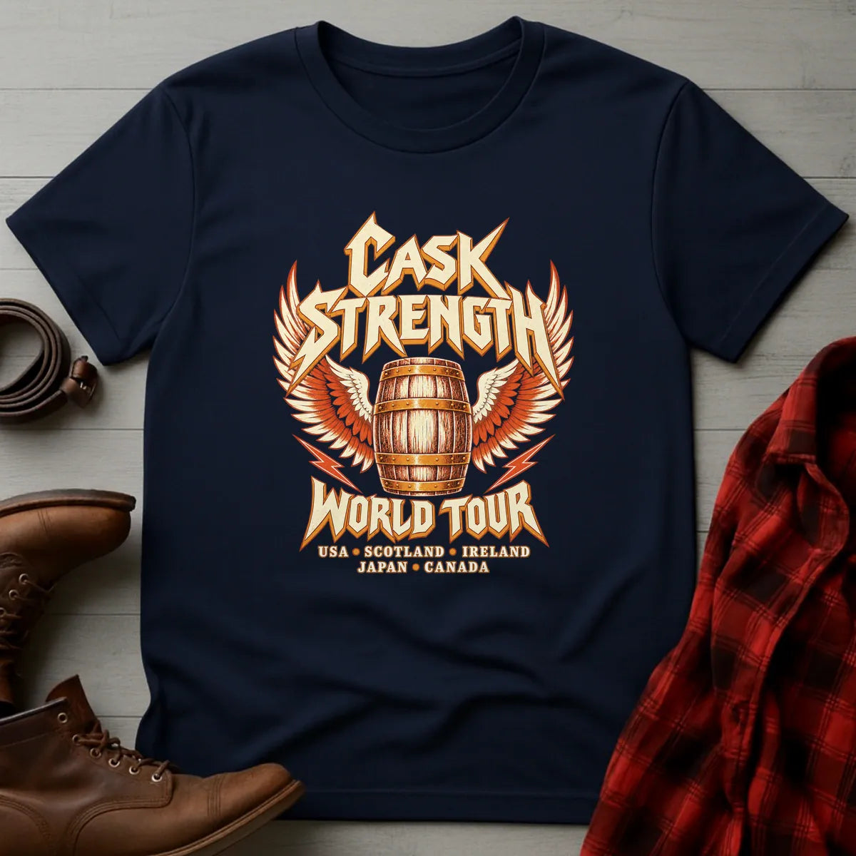 Cask Strength Whiskey World Tour T-Shirt Navy / S