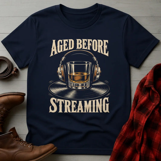 Aged Before Streaming Vinyl Whiskey T-Shirt Navy / S