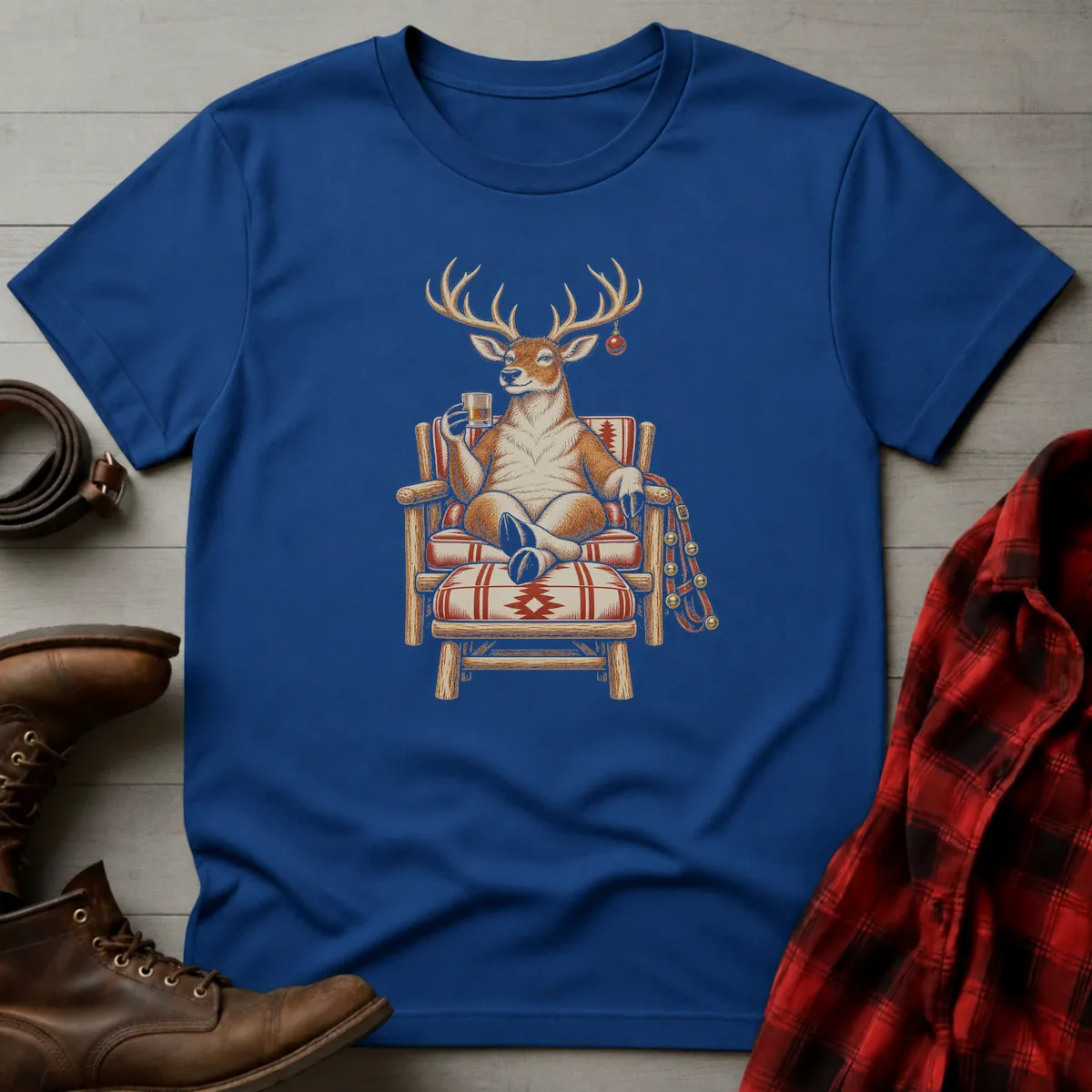 Relaxing Reindeer Whiskey Toast T-Shirt T-Shirt Royal / S