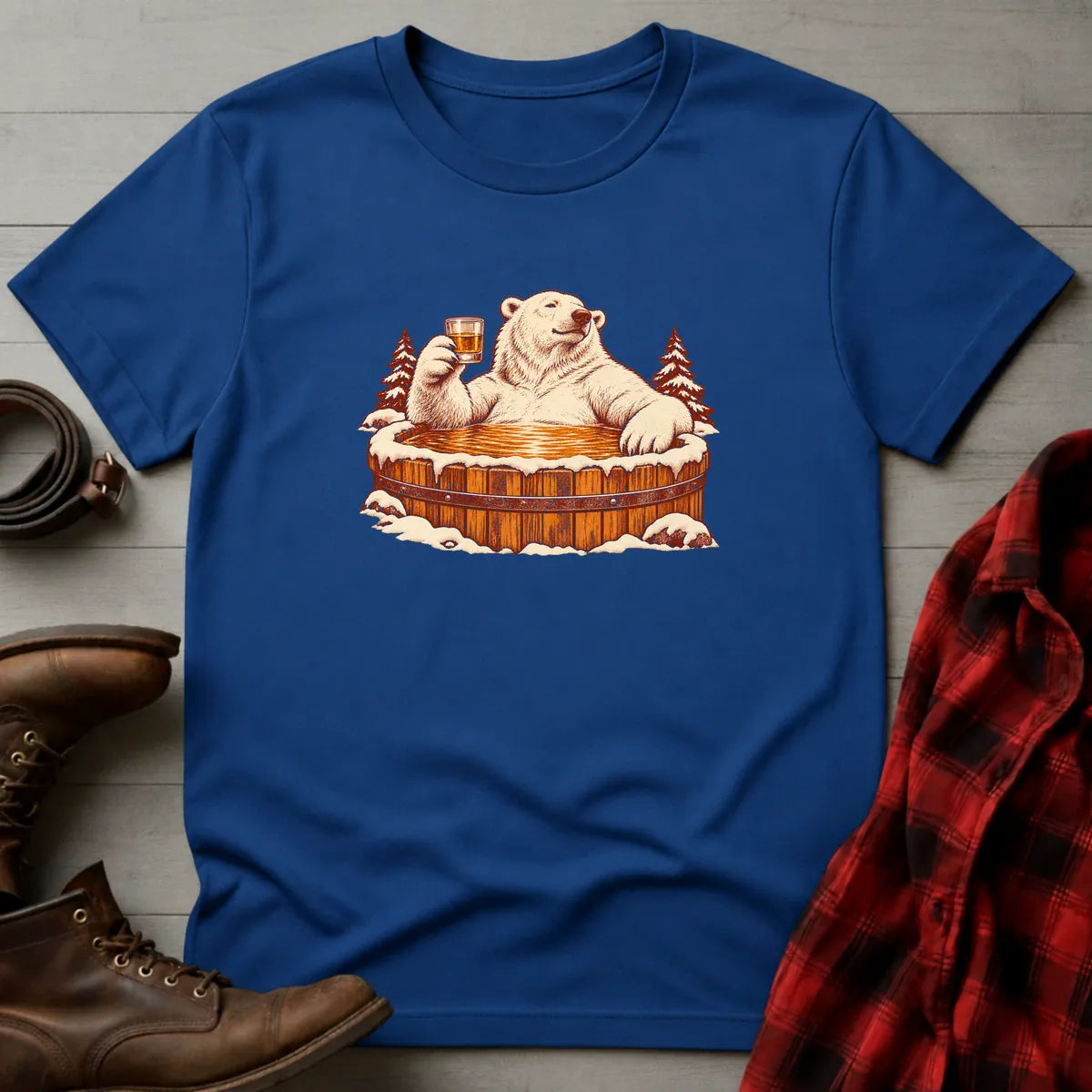 Polar Bear Bourbon Barrel Hot Tub T-Shirt Royal / S