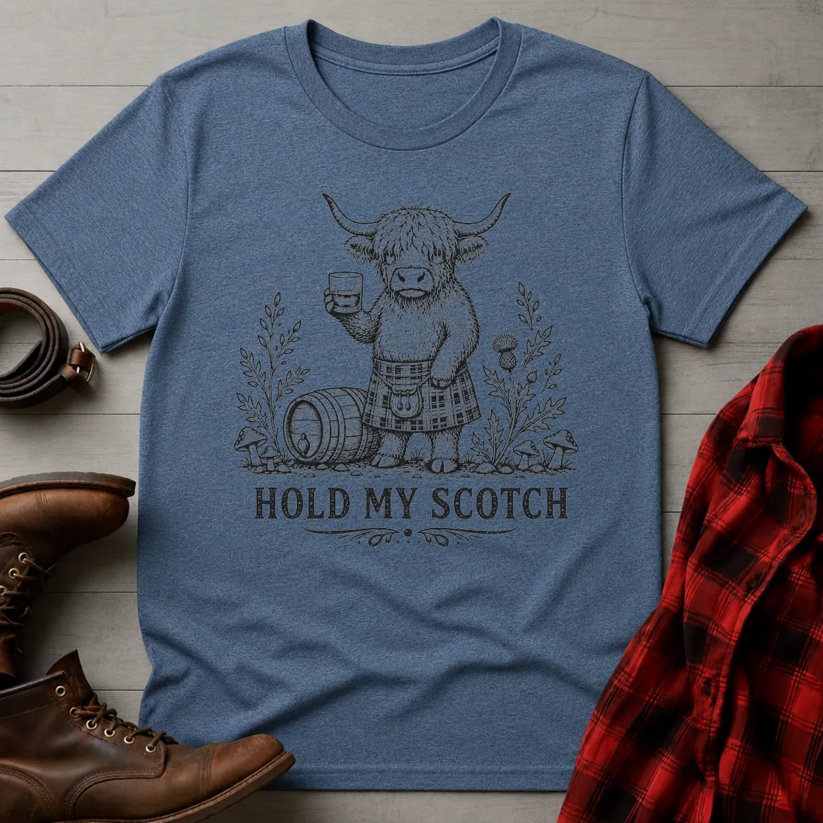 Hold My Scotch Highland Cow Whisky T-Shirt