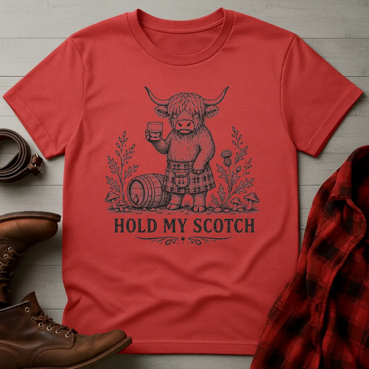 Hold My Scotch Highland Cow Whisky T-Shirt