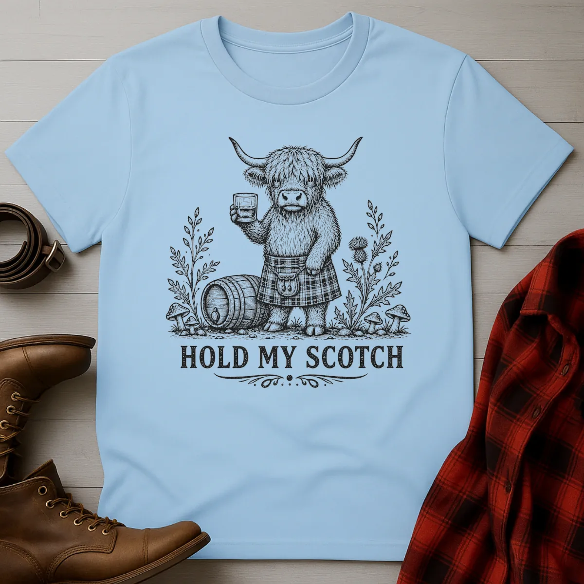 Hold My Scotch Highland Cow Whisky T-Shirt