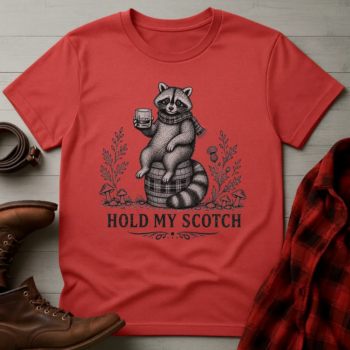 Hold My Scotch Raccoon Whisky T-Shirt